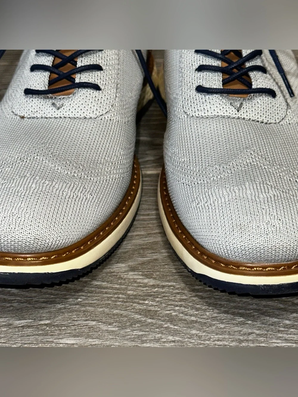 Vince Camuto Staan Lace-Up Men’s 9.5 Oxford Shoes Gray Knit Fashion Sneakers